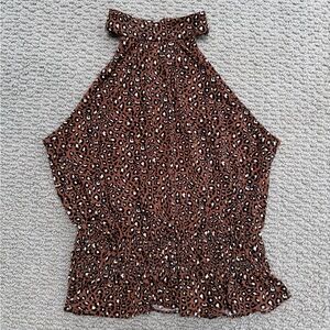 Express Brown Leopard Print Blouse